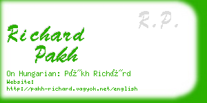 richard pakh business card